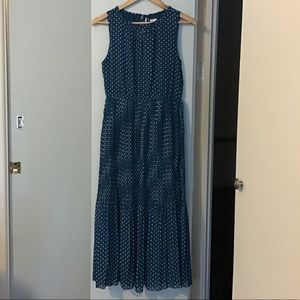 Maison Jules Teal Polka Dot Midi Dress